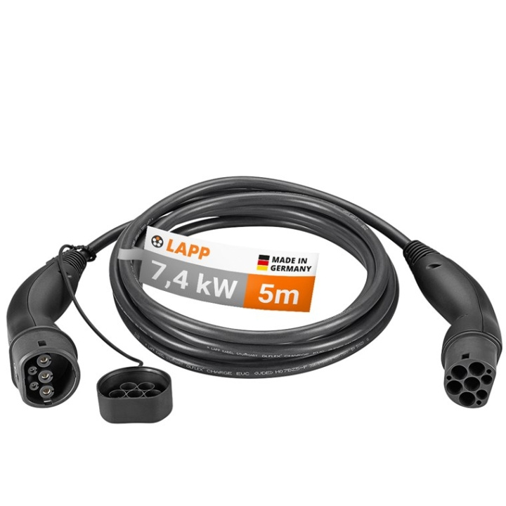 LAPP MOBILITY Laadkabel Type 2, tot 7,4 kW, 5 m, zwart (5555934002) 32 A, 1-fase, voor het opladen van hybride en elektrische auto\'s met Type 2-aansluiting in de groep AUTO / Laadkabels & Oplaadboxen voor Elektrische auto bij TP E-commerce Nordic AB (C40189)