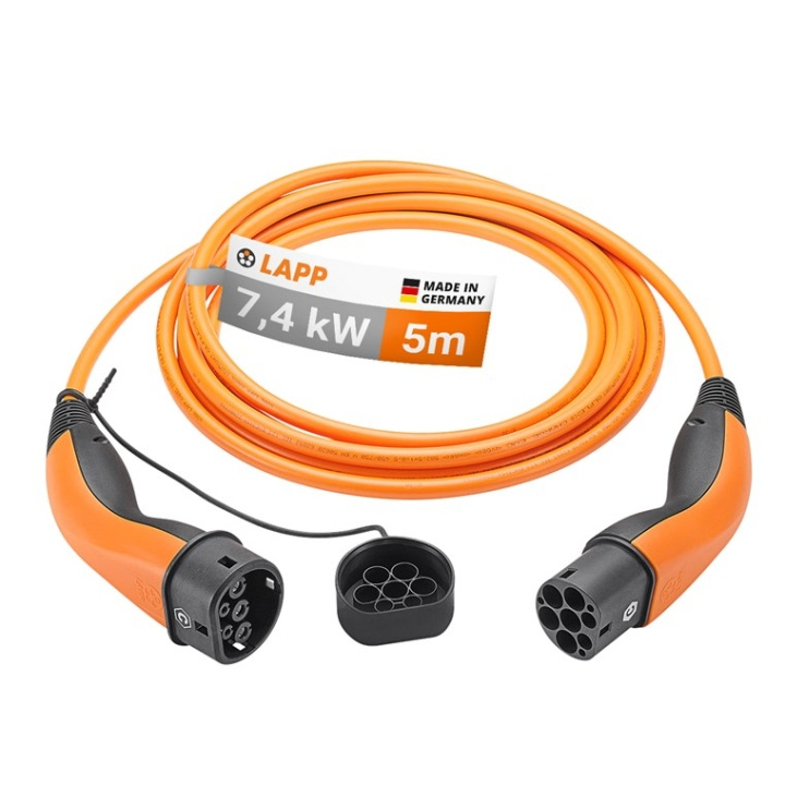 LAPP MOBILITY Laadkabel Type 2, tot 7,4 kW, 5 m, oranje (5555934026) 32 A, 1-fase, voor het opladen van hybride en elektrische auto\'s met Type 2-aansluiting in de groep AUTO / Laadkabels & Oplaadboxen voor Elektrische auto bij TP E-commerce Nordic AB (C40195)