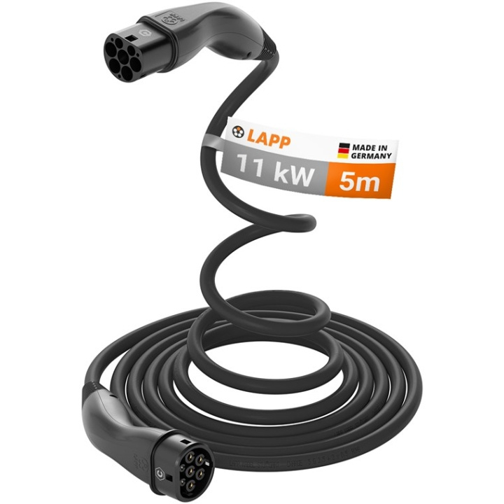 LAPP MOBILITY HELIX laadkabel Type 2, tot 11 kW, 5 m, zwart (5555935001) 20 A, 3-fasen, voor het opladen van hybride en elektrische auto\'s met Type 2-aansluiting in de groep AUTO / Laadkabels & Oplaadboxen voor Elektrische auto bij TP E-commerce Nordic AB (C40200)