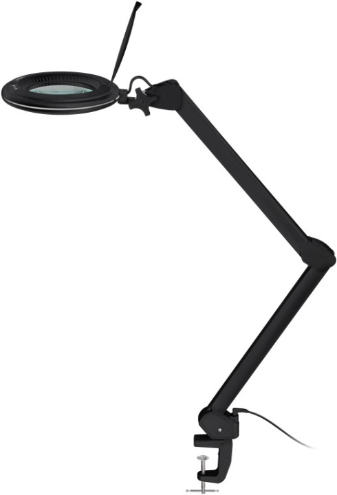 Goobay Led-loeplamp met klem, 10 W, zwart 800 lm, helderheid en lichtkleur instelbaar, 127 mm glazen lens, 1,75x vergroting, 3 dioptrieën in de groep HUISHOUDEN & TUIN / Gereedschap / Overig gereedschap & Accessoires bij TP E-commerce Nordic AB (C40233)