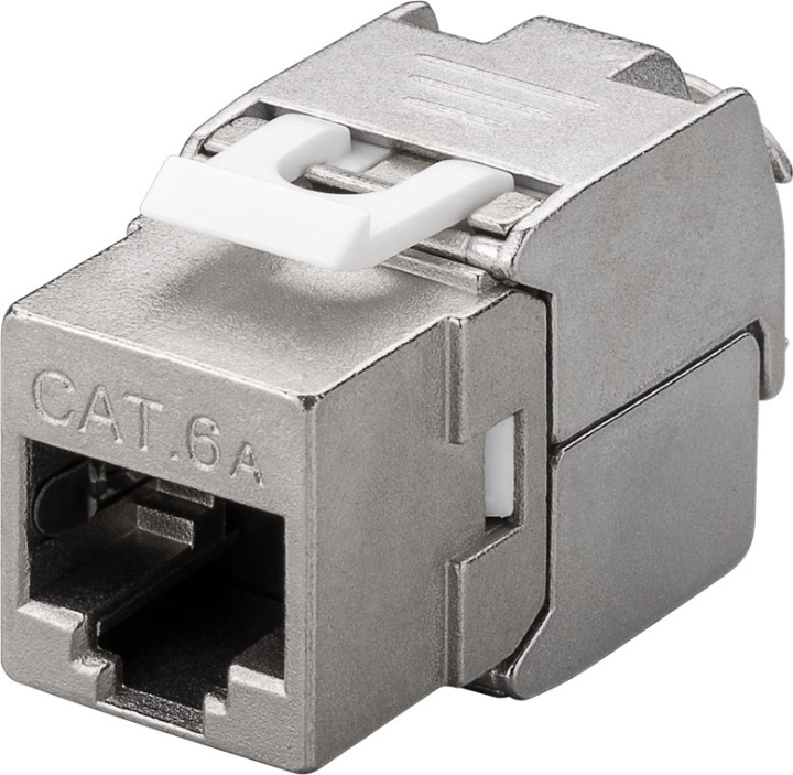 Goobay Keystone modul RJ45 CAT 6A, STP, 500 MHz, slim-line 16,3 mm breed, krokodil-type, klemmenstrook voor montage zonder gereedschap op IDC in de groep COMPUTERS & RANDAPPARATUUR / Computerkabels / Netwerkkabels / Adapters & Geleiderverbindingen bij TP E-commerce Nordic AB (C40311)