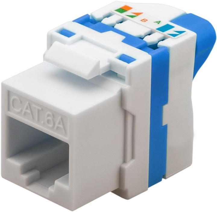 Goobay Keystone modul RJ45 CAT 6A, UTP 16,7 mm breed, Klemmenstrook voor IDC-montage (zonder gereedschap), draaibare bijlage in de groep COMPUTERS & RANDAPPARATUUR / Computerkabels / Netwerkkabels / Adapters & Geleiderverbindingen bij TP E-commerce Nordic AB (C40322)