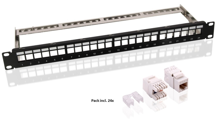 Goobay 19 inch (48,3 cm) Keystone patchpanel (1 U) incl. 24x CAT-6-modules (UTP) in de groep COMPUTERS & RANDAPPARATUUR / Computerkabels / Netwerkkabels / Adapters & Geleiderverbindingen bij TP E-commerce Nordic AB (C40341)