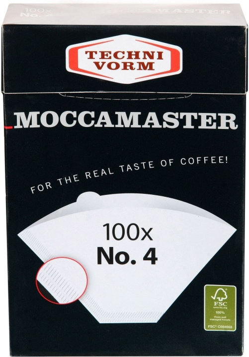 Moccamaster suodatinpaperi 1x4, 100 kpl in de groep HUISHOUDEN & TUIN / Huishoudelijke apparaten / Koffiezetapparaten en accessoires / Filters & Accessoires bij TP E-commerce Nordic AB (C40878)