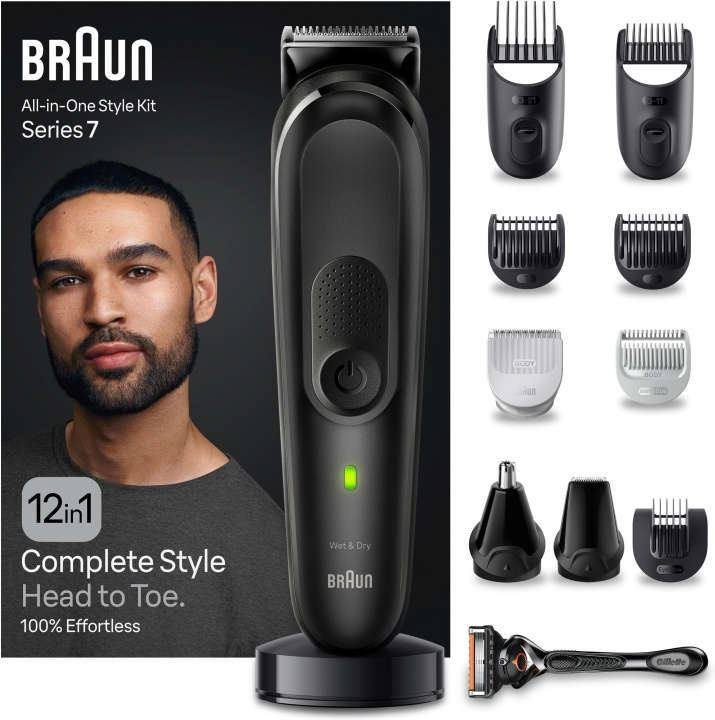 Braun All in One Series 7 MGK7460 12-in-1 -parta- ja vartalotrimmeri in de groep BEAUTY & HEALTH / Haar & Styling / Scheren & Trimmen / Baardtrimmer & Accessoires bij TP E-commerce Nordic AB (C40949)