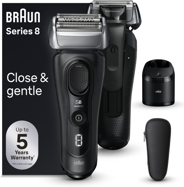 Braun Series 8 8560cc -parranajokone puhdistusasemalla in de groep BEAUTY & HEALTH / Haar & Styling / Scheren & Trimmen / Scheerapparaten bij TP E-commerce Nordic AB (C40979)