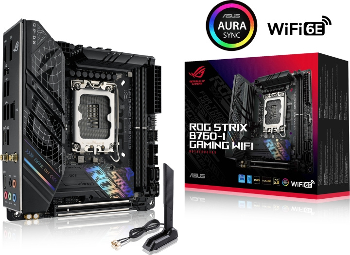 Asus ROG STRIX B760-I GAMING WIFI Mini-ITX -emolevy in de groep COMPUTERS & RANDAPPARATUUR / Computeronderdelen / Moederbord bij TP E-commerce Nordic AB (C41107)