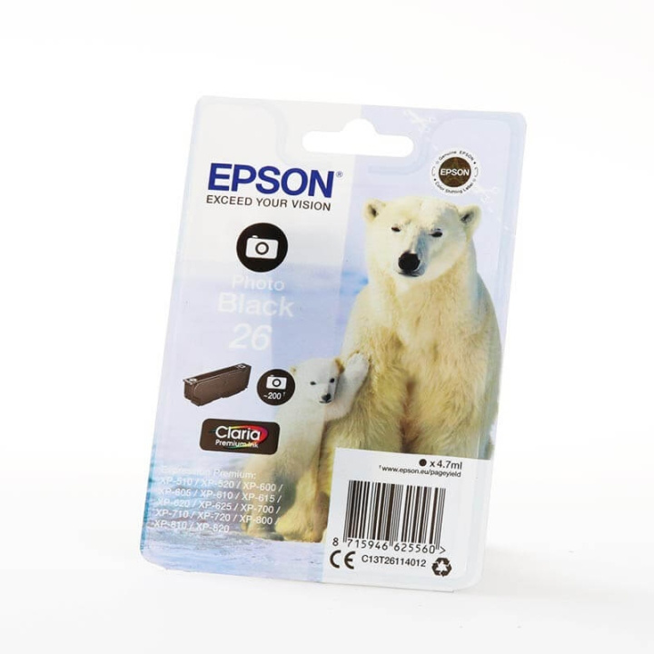 EPSON Ink C13T26114012 26 Photo Black Polar Bear in de groep COMPUTERS & RANDAPPARATUUR / Printers & Accessoires / Inkt & Toner / Inktpatronen / Epson bij TP E-commerce Nordic AB (C42051)