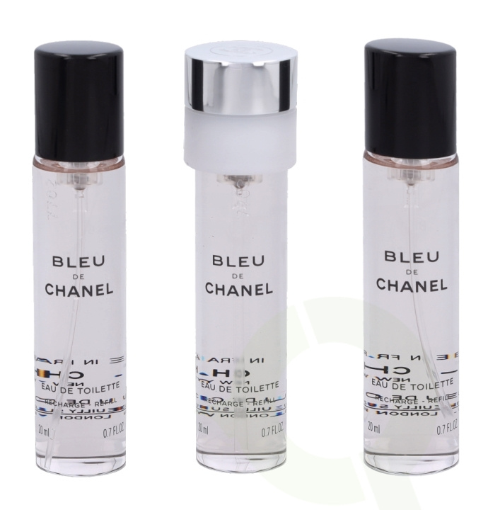 Chanel Bleu De Chanel Pour Homme Giftset 60 ml, 3x Edt Spray Refill 20ml - Twist and Spray - Travel Sprays in de groep BEAUTY & HEALTH / Cadeausets / Cadeausets voor hem bij TP E-commerce Nordic AB (C42432)