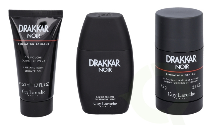 Guy Laroche Drakkar Noir Giftset 175 ml, Edt Spray 50ml/Deo Stick 75gr/Shower Gel 50ml in de groep BEAUTY & HEALTH / Cadeausets / Cadeausets voor hem bij TP E-commerce Nordic AB (C42449)