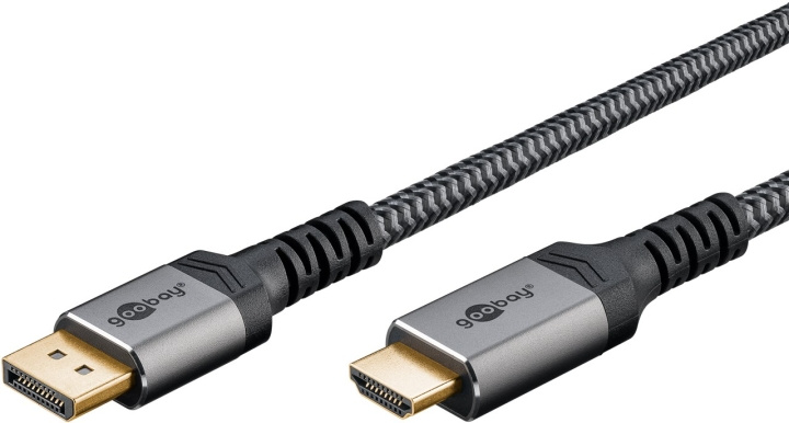Goobay DisplayPort™ naar HDMI™ kabel, 1 m, Sharkskin Grey DisplayPort™-connector > HDMI ™-connector (Type A) in de groep COMPUTERS & RANDAPPARATUUR / Computerkabels / DisplayPort / Kabels bij TP E-commerce Nordic AB (C43154)