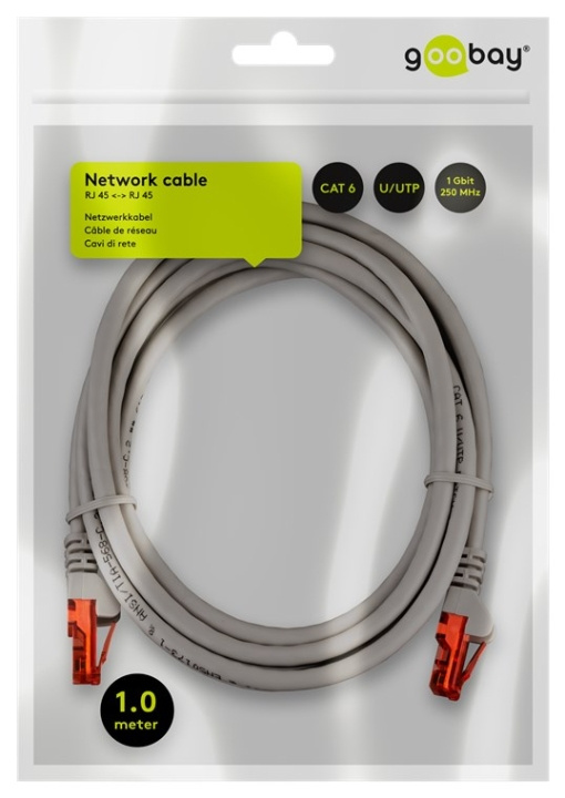 Goobay CAT 6 netwerkkabel, U/UTP, grijs met koper beklede aluminium geleider (CCA), 1 m in de groep COMPUTERS & RANDAPPARATUUR / Computerkabels / Netwerkkabels / Cat6 bij TP E-commerce Nordic AB (C43464)