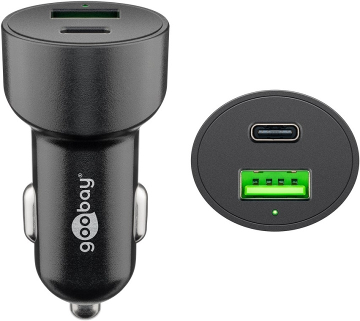 Goobay Dubbel USB-billadare USB-C™ PD (Power Delivery) (48 W) 48 W (12/24 V) USB-A/USB-C™ lämplig för enheter med USB-C™ (Power Delivery), t.ex. iPhone 12 in de groep SMARTPHONE & TABLETS / Opladers & Kabels / Autoladers / Autoladers Type-C bij TP E-commerce Nordic AB (C43972)