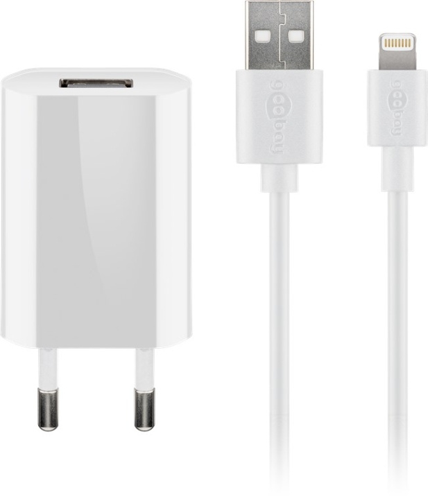 Goobay Apple Lightning laddningssats (5 W) Strömförsörjning med Apple Lightning-kabel 1 m (vit) in de groep SMARTPHONE & TABLETS / Opladers & Kabels / Wandoplader / Wandoplader Lightning bij TP E-commerce Nordic AB (C43977)