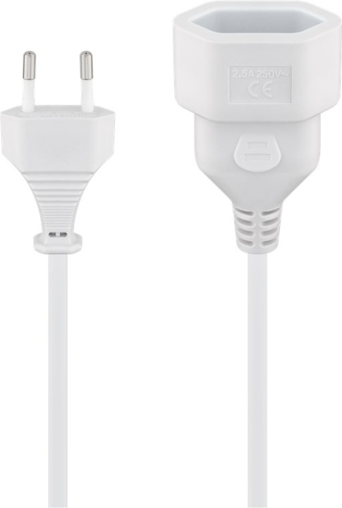 Goobay Förlängningskabel Europlug, 3 m, vit Europlug (typ C, CEE 7/16) > Europeiskt uttag in de groep HUISHOUDEN & TUIN / Elektriciteit & Verlichting / Verlengkabels bij TP E-commerce Nordic AB (C44022)