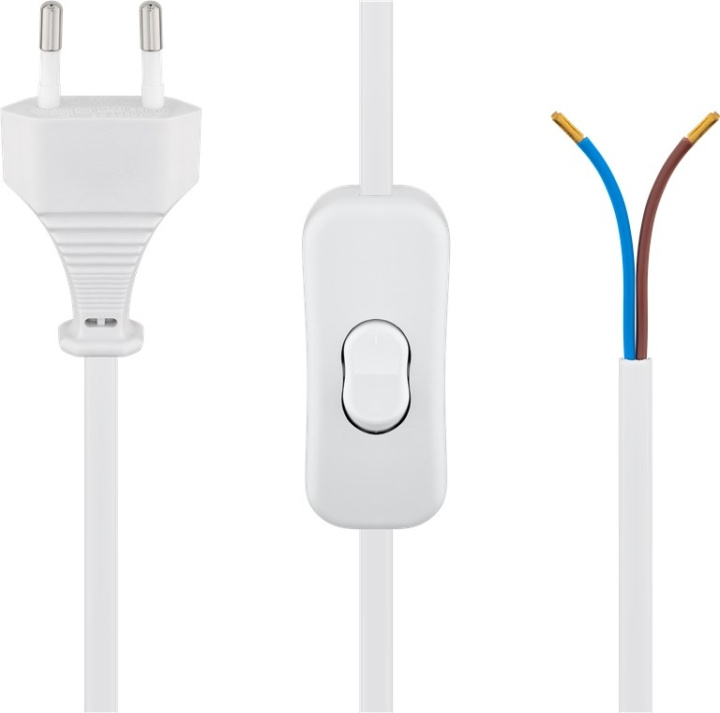 Goobay Kabel med euro-kontakt för montering - med strömbrytare, 1,5 m, vit Euro-kontakt (typ C, CEE 7/16) > lösa kabeländar in de groep HUISHOUDEN & TUIN / Elektriciteit & Verlichting / Elektrische installatie / Accessoires bij TP E-commerce Nordic AB (C44037)