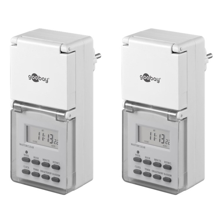 Goobay Set med 2, digital timer IP44 Lättanvänd digital timer in de groep HUISHOUDEN & TUIN / Elektriciteit & Verlichting / Timers bij TP E-commerce Nordic AB (C44050)