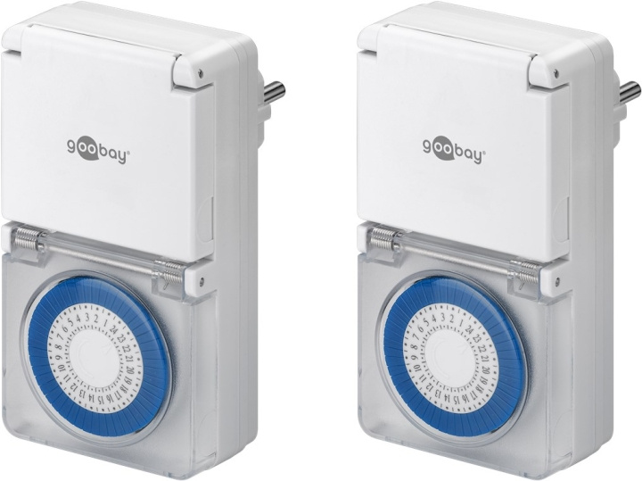 Goobay Set med 2, analog timer IP44 Lättmanövrerad mekanisk timer för eluttaget in de groep HUISHOUDEN & TUIN / Elektriciteit & Verlichting / Timers bij TP E-commerce Nordic AB (C44052)