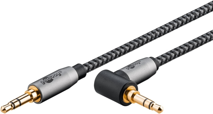 Goobay Ljudanslutningskabel AUX, 3,5 mm stereo, 90°, 0,5 m, Sharkskin Grey Pawl 3,5 mm plugg (3-stift, Stereo) > Pawl 3,5 mm plugg (3-stift, stereo) 90 ° in de groep HOME ELECTRONICS / Kabels & Adapters / Audio Analoog / 3.5 mm bij TP E-commerce Nordic AB (C44125)