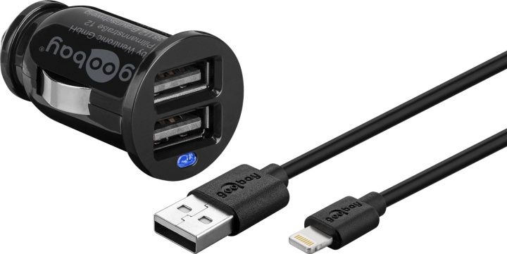 Goobay Apple Lightning billadare (12 W) Adapter för billaddare och Apple Lightning-kabel 1,0 m (svart) in de groep SMARTPHONE & TABLETS / Opladers & Kabels / Autoladers / Autoladers Lightning bij TP E-commerce Nordic AB (C44164)