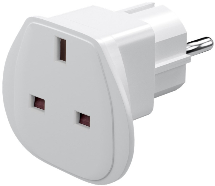 Goobay Reseadapter Storbritannien till EU, vit UK-uttag > stickkontakt med skyddsjord (typ F, CEE 7/7) in de groep HUISHOUDEN & TUIN / Elektriciteit & Verlichting / Reisadapters bij TP E-commerce Nordic AB (C44207)