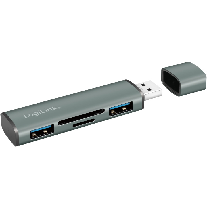 LogiLink USB-hub (USB 3.2 Gen2) Minneskortsläsare/USB-A in de groep COMPUTERS & RANDAPPARATUUR / Computeraccessoires / USB-hubs bij TP E-commerce Nordic AB (C44265)