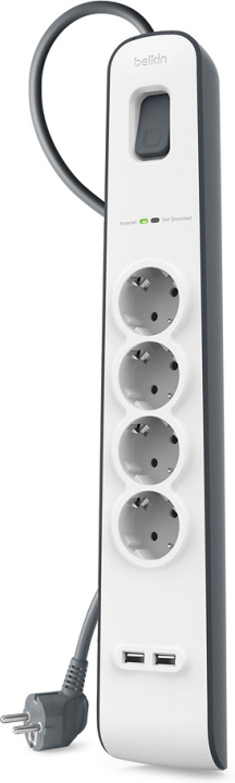 Belkin SurgePlus USB 4-osainen jatkojohto, 2 m in de groep HUISHOUDEN & TUIN / Elektriciteit & Verlichting / Stekkerblokken bij TP E-commerce Nordic AB (C44494)