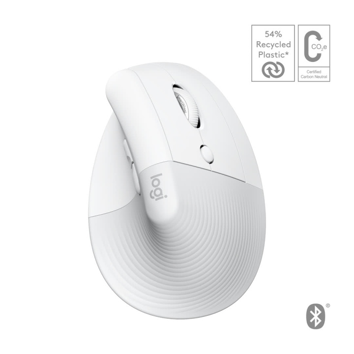 Logitech Lift for Mac Vertical Ergonomic Mouse, Off-White/Pa in de groep COMPUTERS & RANDAPPARATUUR / Muizen en toetsenborden / Muizen / Draadloos bij TP E-commerce Nordic AB (C44937)