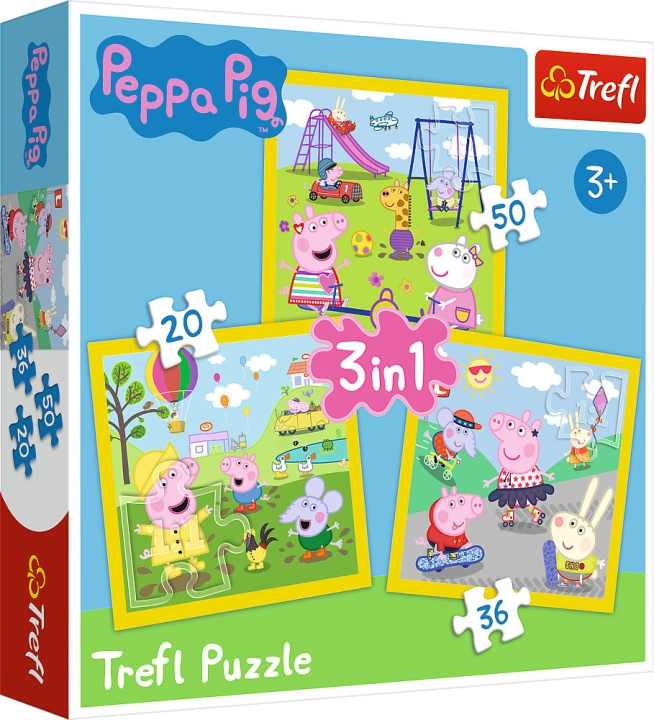 TREFL Peppa Pig 3 i 1 pussel, 20+36+50 bitar in de groep SPEELGOED, KINDER- & BABYPRODUCTEN / Speelgoed / Kinderpuzzel bij TP E-commerce Nordic AB (C46755)