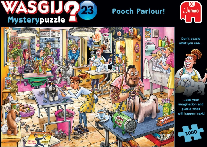 Wasgij Mystery 23 Pooch Parlor Mystery Pussel 1000 bitar in de groep SPORT, VRIJE TIJD & HOBBY / Hobby / Puzzel bij TP E-commerce Nordic AB (C46865)