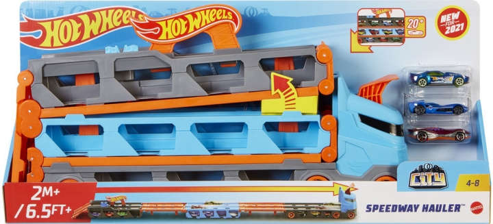 Hot Wheels City Speedway Hauler Truck in de groep SPEELGOED, KINDER- & BABYPRODUCTEN / Speelgoed / Speelgoed bij TP E-commerce Nordic AB (C47188)