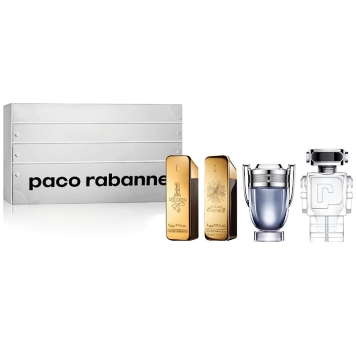Paco Rabanne Giftset 1 Million Edt 5ml + 1 Million Parfum 5ml + Invictus Edt 5ml + Phantom Edt 5ml in de groep BEAUTY & HEALTH / Cadeausets / Cadeausets voor hem bij TP E-commerce Nordic AB (C47671)