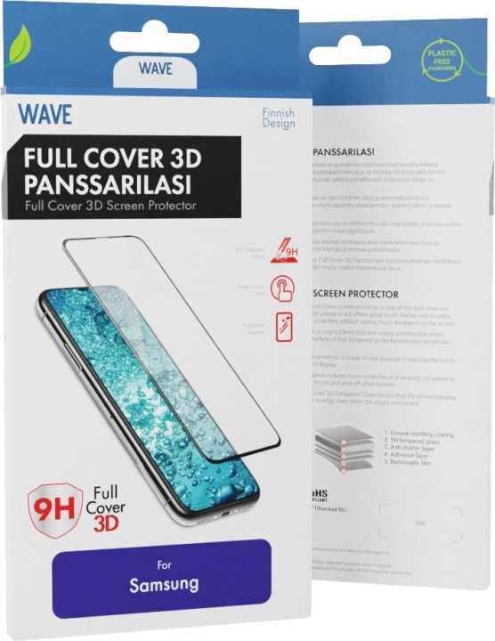 Wave Full Cover 3D härdat glas, Samsung Galaxy S23 Ultra, Svart in de groep SMARTPHONE & TABLETS / Mobielbescherming / Samsung bij TP E-commerce Nordic AB (C47924)