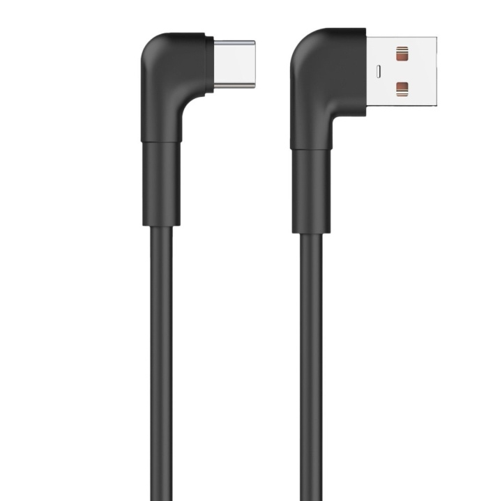 Maxlife MXUC-09 angle cable USB - USB-C 1,0 m 3A black in de groep SMARTPHONE & TABLETS / Opladers & Kabels / Kabels / Kabels Type C bij TP E-commerce Nordic AB (C48663)