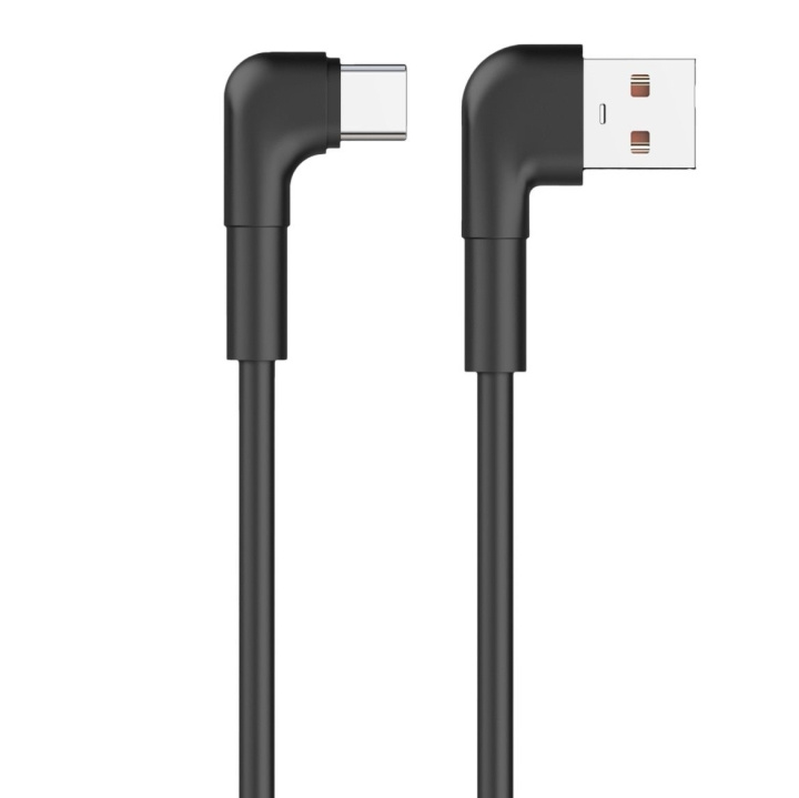 Maxlife MXUC-09 haakse kabel USB - USB-C 1,0 m 3A, zwart in de groep SMARTPHONE & TABLETS / Opladers & Kabels / Kabels / Kabels Type C bij TP E-commerce Nordic AB (C48663)