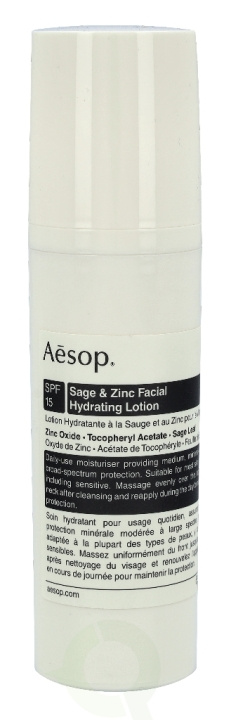 AESOP Sage & Zinc Facial Hydrating Lotion SPF15 50 ml in de groep BEAUTY & HEALTH / Huidsverzorging / Gezicht / Dagcrème bij TP E-commerce Nordic AB (C49368)