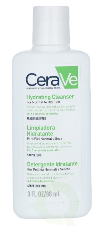 Cerave Hydrating Cleanser 88 ml For Normal To Dry Skin in de groep BEAUTY & HEALTH / Huidsverzorging / Gezicht / Schoonmaak bij TP E-commerce Nordic AB (C49601)
