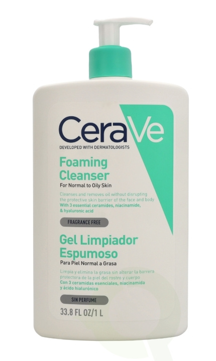Cerave Foaming Cleanser w/Pump 1000 ml For Normal To Oily Skin in de groep BEAUTY & HEALTH / Huidsverzorging / Gezicht / Schoonmaak bij TP E-commerce Nordic AB (C49621)