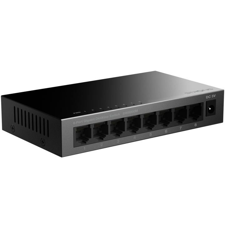Strong 8-port Gigabitswitch Metall Svart in de groep COMPUTERS & RANDAPPARATUUR / Netwerk / Schakelaars bij TP E-commerce Nordic AB (C49975)