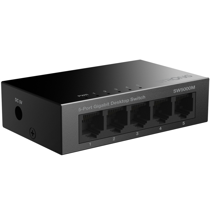 Strong 5-port Gigabitswitch Metall Svart in de groep COMPUTERS & RANDAPPARATUUR / Netwerk / Schakelaars bij TP E-commerce Nordic AB (C49976)