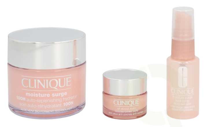 Clinique Moisture Surge Set 170 ml Moisture Surge 100H 125ml/All About Eyes 15ml/Moisture Surge Face Spray 30ml in de groep BEAUTY & HEALTH / Cadeausets / Cadeausets voor haar bij TP E-commerce Nordic AB (C50298)