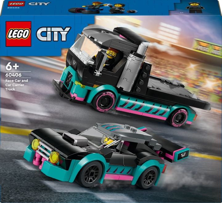 LEGO City Great Vehicles 60406 - Race Car and Car Carrier Truck in de groep SPEELGOED, KINDER- & BABYPRODUCTEN / Speelgoed / Bouwspeelgoed / Lego bij TP E-commerce Nordic AB (C52201)