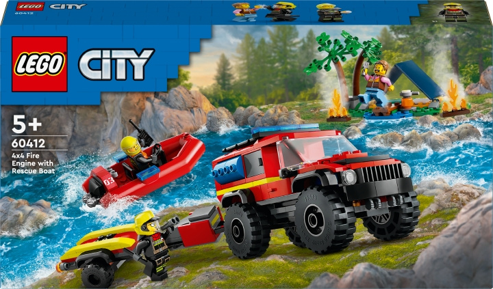 LEGO City Fire 60412 - 4x4 Fire Truck with Rescue Boat in de groep SPEELGOED, KINDER- & BABYPRODUCTEN / Speelgoed / Bouwspeelgoed / Lego bij TP E-commerce Nordic AB (C52217)