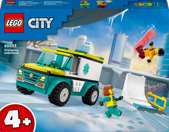 LEGO City Great Vehicles 60403 - Emergency Ambulance and Snowboarder in de groep SPEELGOED, KINDER- & BABYPRODUCTEN / Speelgoed / Bouwspeelgoed / Lego bij TP E-commerce Nordic AB (C52224)
