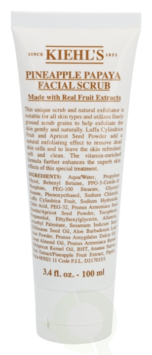 Kiehls Kiehl\'s Pineapple Papaya Facial Scrub 100 ml All Skin Types in de groep BEAUTY & HEALTH / Huidsverzorging / Gezicht / Scrub / Peeling bij TP E-commerce Nordic AB (C52495)