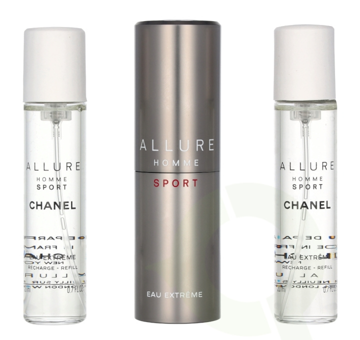 Chanel Allure Homme Sport Eau Extreme Giftset 60 ml Travel Spray Edp Spray 20ml/2x Refill Edp 20ml - Twist and Spray in de groep BEAUTY & HEALTH / Cadeausets / Cadeausets voor hem bij TP E-commerce Nordic AB (C53170)