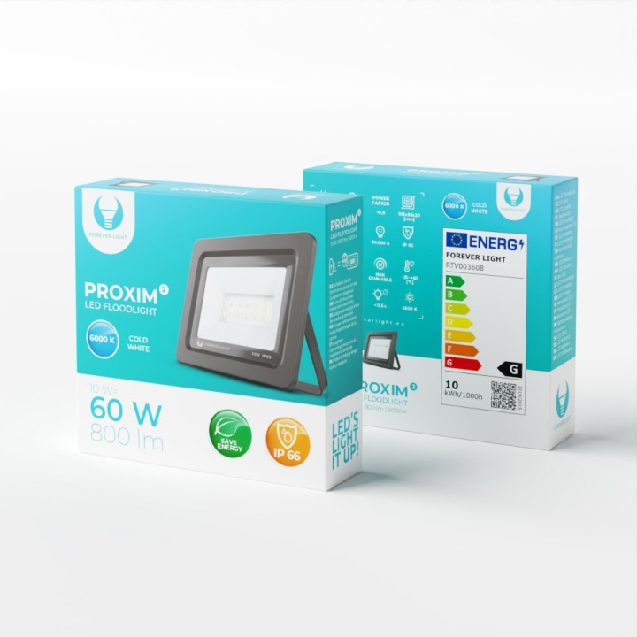 Forever Light PROXIM II - LED schijnwerper, 10W |6000K| IP66 in de groep HUISHOUDEN & TUIN / Elektriciteit & Verlichting / Buitenverlichting / LED-breedstraler bij TP E-commerce Nordic AB (C53922)