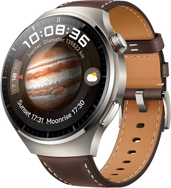 Huawei Watch 4 Pro LTE - Smartwatch, 49 mm, Brunt läderband in de groep SPORT, VRIJE TIJD & HOBBY / Smartwatch & Activiteitsmeters / Smartwatches bij TP E-commerce Nordic AB (C54063)