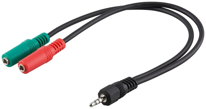 Goobay Adapter för PC-headset, 1x 3,5 mm AUX 4-pin till 2x 3,5 mm AUX 3-pin Pawl 3,5 mm plugg (4-pin, Stereo) > 2x haken 3,5 mmuttag (3-pin, stereo) in de groep HOME ELECTRONICS / Kabels & Adapters / Audio Analoog / Adapters bij TP E-commerce Nordic AB (C54128)