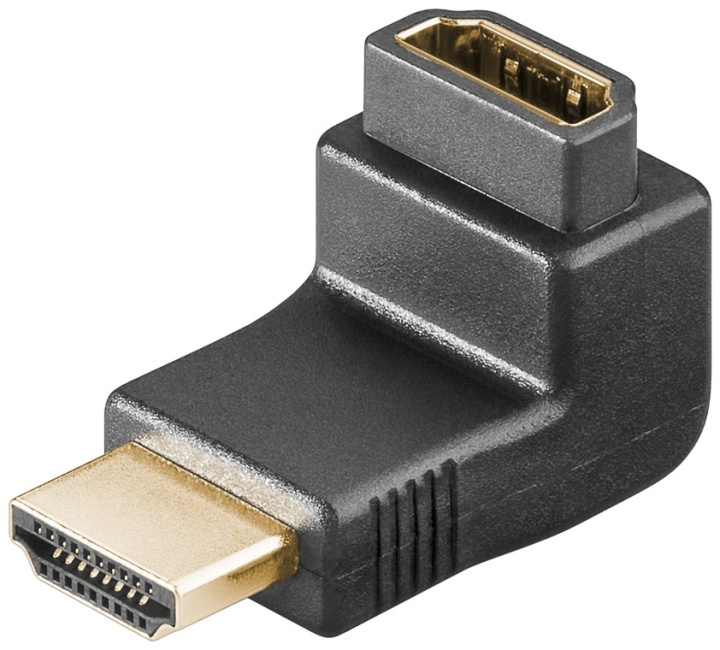 Goobay HDMI™ vinkeladapter 90°, guldpläterad, 8K @ 60 Hz HDMI™-uttag (typ A) > HDMI™ kontakt (typ A) 90 ° in de groep HOME ELECTRONICS / Kabels & Adapters / HDMI / Adapters bij TP E-commerce Nordic AB (C54159)